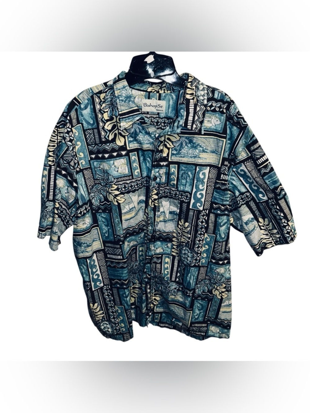 Bishop St. Teal & Black Hawaiian Shirt